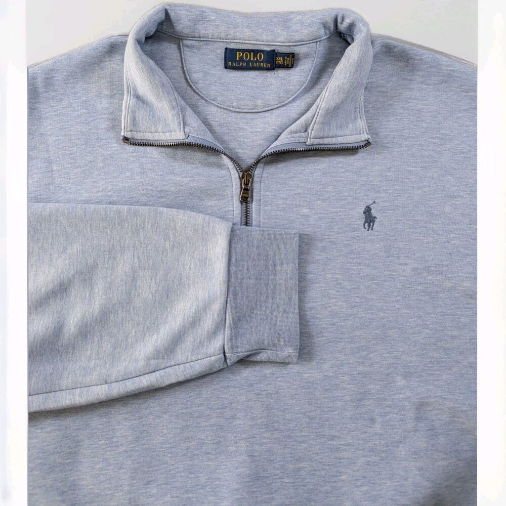 Polo Ralph Lauren Sweater Mens XXL Blue 1/4 Zip Pony Mock Neck Preppy Pullover